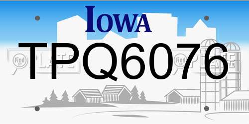 TPQ6076 Iowa License Plate
