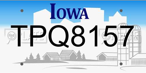 TPQ8157 Iowa License Plate