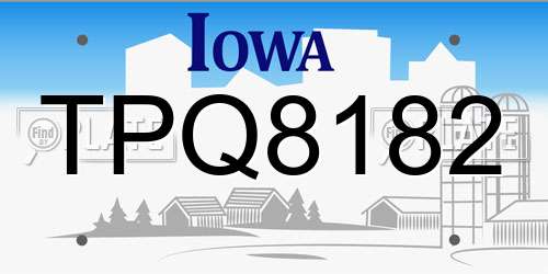 TPQ8182 Iowa License Plate