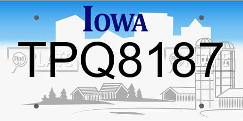TPQ8187 Iowa License Plate