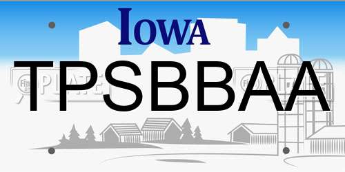 TPSBBAA Iowa License Plate