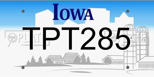 TPT285 Iowa License Plate