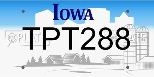 TPT288 Iowa License Plate
