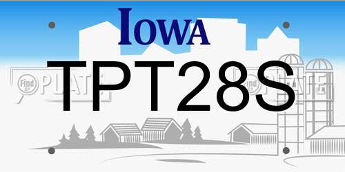 TPT28S Iowa License Plate