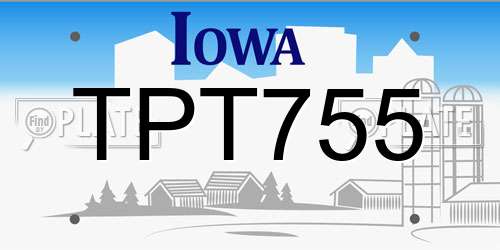 TPT755 Iowa License Plate