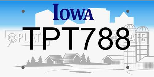 TPT788 Iowa License Plate