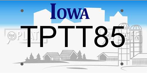 TPTT85 Iowa License Plate