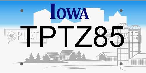 TPTZ85 Iowa License Plate