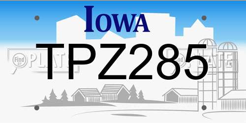 TPZ285 Iowa License Plate