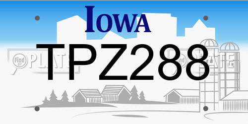 TPZ288 Iowa License Plate