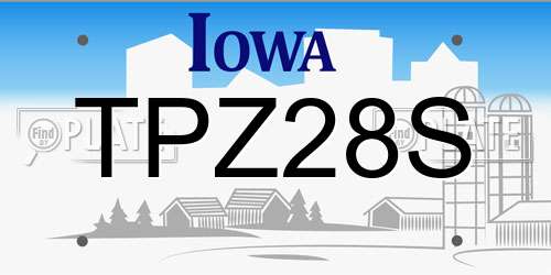TPZ28S Iowa License Plate