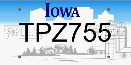 TPZ755 Iowa License Plate
