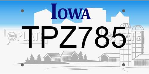 TPZ785 Iowa License Plate