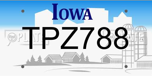 TPZ788 Iowa License Plate