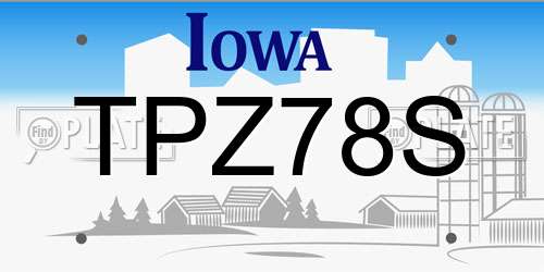 TPZ78S Iowa License Plate
