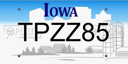 TPZZ85 Iowa License Plate