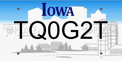 TQ0G2T Iowa License Plate