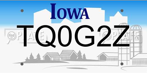 TQ0G2Z Iowa License Plate