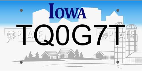 TQ0G7T Iowa License Plate
