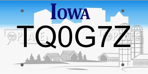 TQ0G7Z Iowa License Plate