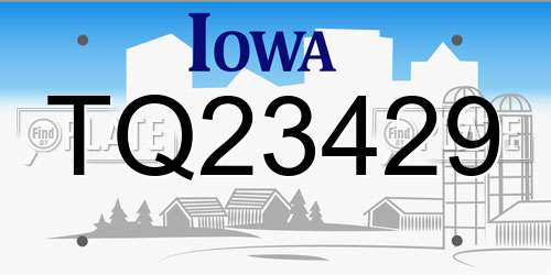 TQ23429 Iowa License Plate