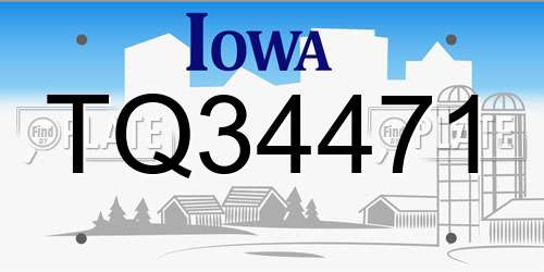TQ34471 Iowa License Plate