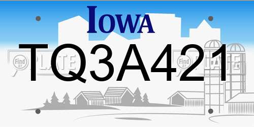 TQ3A421 Iowa License Plate