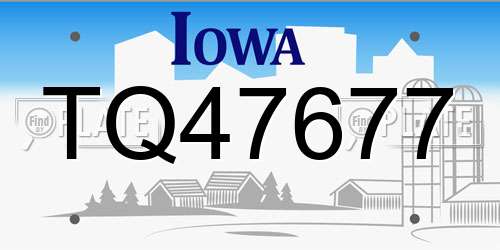 TQ47677 Iowa License Plate