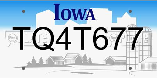 TQ4T677 Iowa License Plate