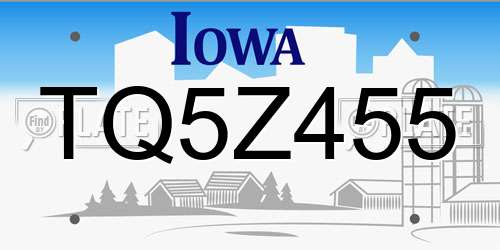 TQ5Z455 Iowa License Plate