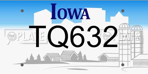 TQ632 Iowa License Plate