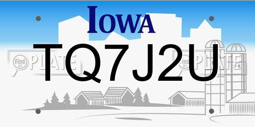 TQ7J2U Iowa License Plate