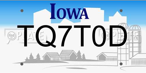 TQ7T0D Iowa License Plate