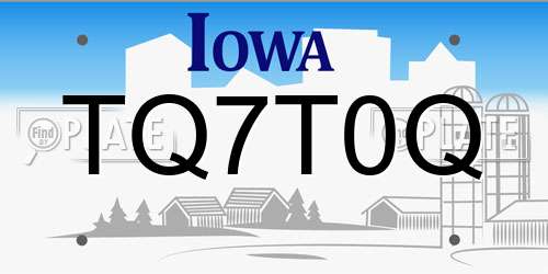 TQ7T0Q Iowa License Plate