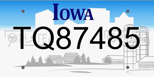 TQ87485 Iowa License Plate