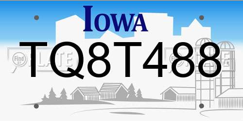 TQ8T488 Iowa License Plate