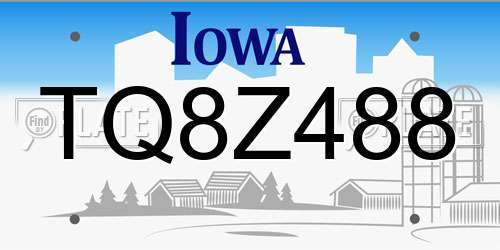 TQ8Z488 Iowa License Plate