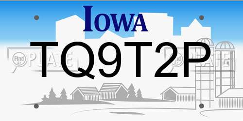 TQ9T2P Iowa License Plate