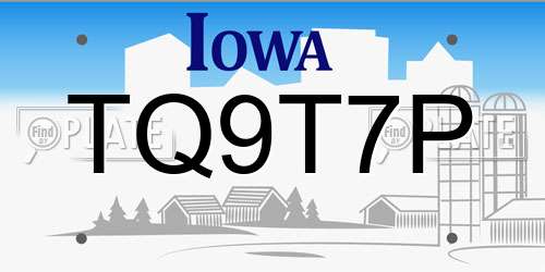 TQ9T7P Iowa License Plate
