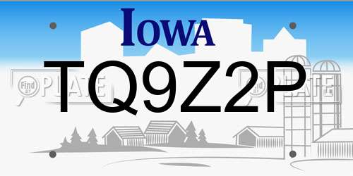TQ9Z2P Iowa License Plate