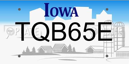 TQB65E Iowa License Plate