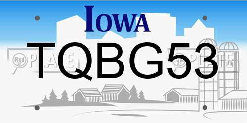 TQBG53 Iowa License Plate