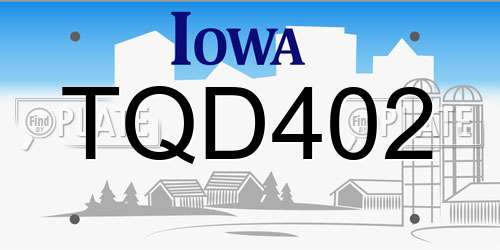 TQD402 Iowa License Plate