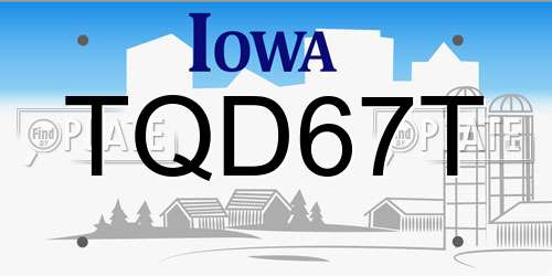 TQD67T Iowa License Plate