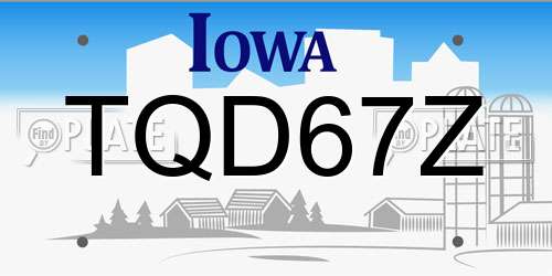 TQD67Z Iowa License Plate