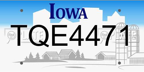 TQE4471 Iowa License Plate