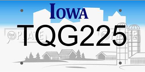 TQG225 Iowa License Plate
