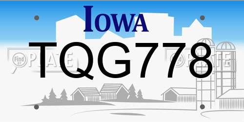 TQG778 Iowa License Plate