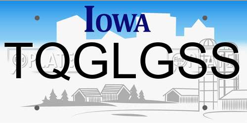 TQGLGSS Iowa License Plate
