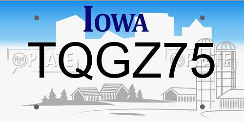 TQGZ75 Iowa License Plate